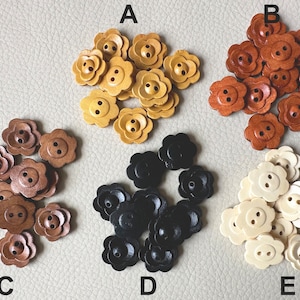 50 pcs Whole Sale Carved Flower Wood Buttons, Bulk Wooden Buttons. Multiple sizes and color. Classic Buttons. Sewing.Vintage Buttons image 5