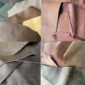 0.5- 1 LB Top Layer Leather. 4 style choose. Premium Full Cowhide Leather ScrapsMedium & Large Size Pieces 3&quot;x6&quot; or larger.Leather Crafting