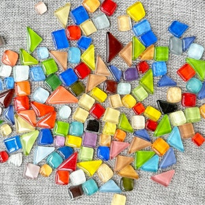 130 Pcs Irregular Crystal Mosaic Tiles.mixed pack.Mosaic Supply 10-25mm.Glazed Ceramic Shaped Mosaic Tiles.Glass Pieces for Mosaics.