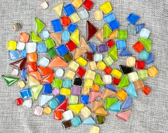 130 Pcs Irregular Crystal Mosaic Tiles.mixed pack.Mosaic Supply 10-25mm.Glass Pieces for Mosaics,Glazed Ceramic Shaped Mosaic Tiles.