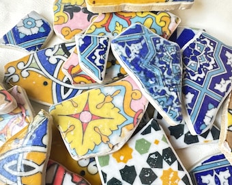 200 Grams of Big Piece Colorful Broken Tile Pieces for Mosaics. Available in a variety of styles and colors.