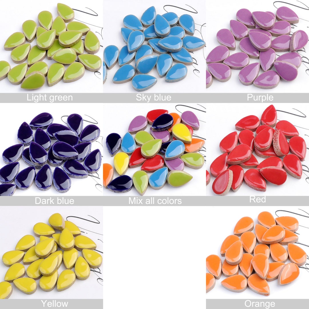 50 Pcs Ceramic Teardrop Mosaic Tiles.9 Color for Choose.mosaic Supply