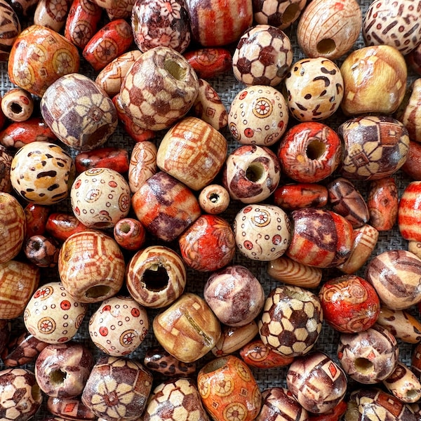 100pcs Natural Wood Beads /Wood Retro Bead.  Mixed Vintage Mix Wooden Beads.