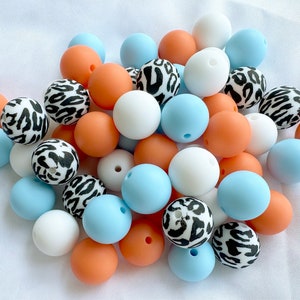 4 color 15mm printed bead mix.,20-100beads BULK Round Silicone Beads.Silicone wholesale bulk beads.Wholesale Silicone Beads, Silicone Beads