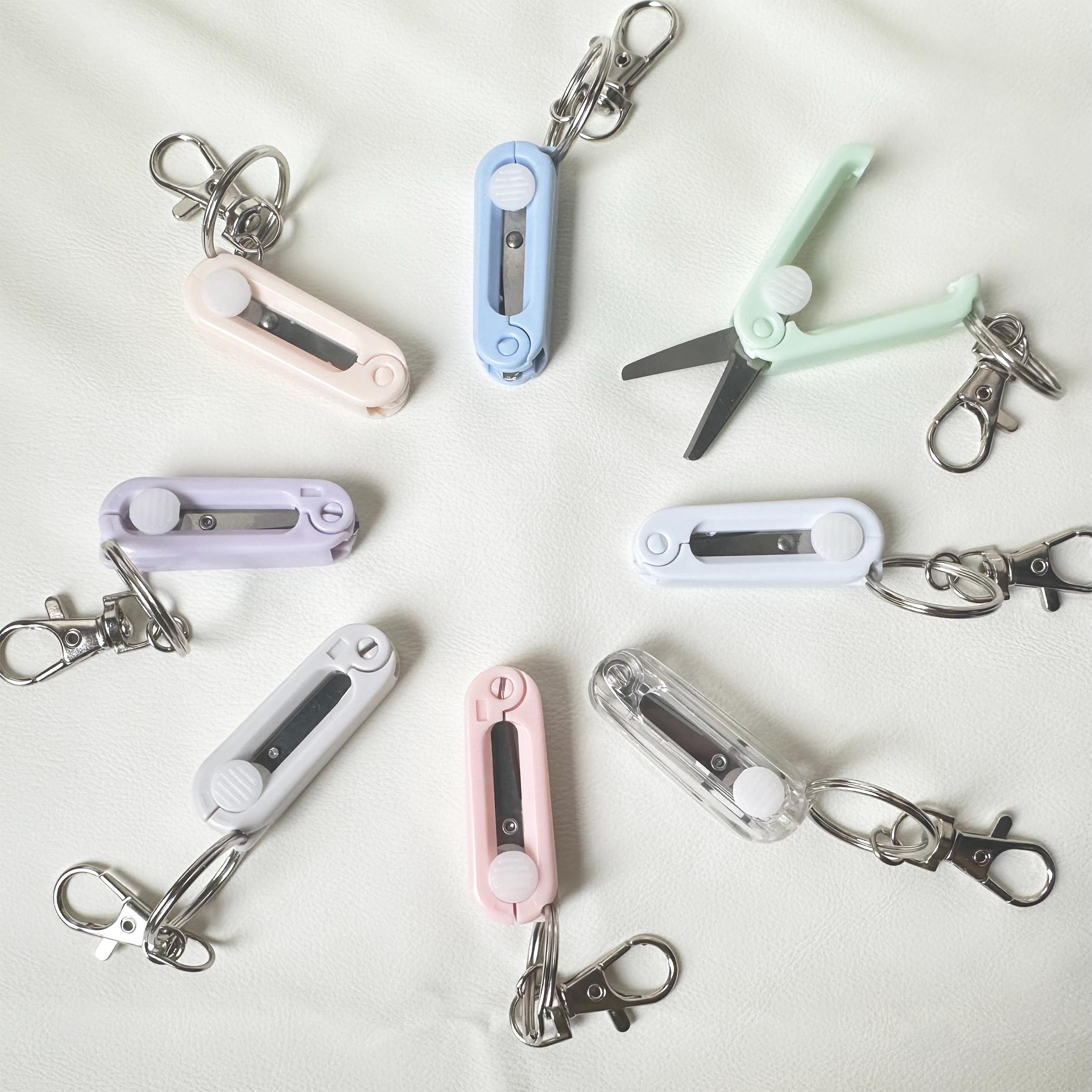 8Color Choose Mini Folding Scissors. Folding Scissors With Clips.Scissors with Clip.Badge Reel Accessories, Clip On Scissors for Backpack