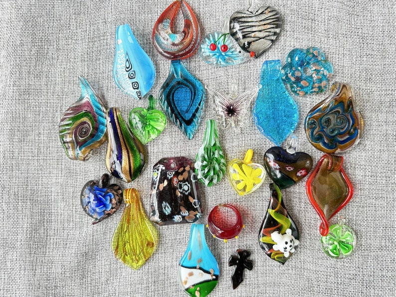 15 30 pcs Assorted Glass Pendant Mix. Glass Crystal Beads Mixed Random picked lot Mixed Size.Glass Pendant Mix.Crystal Pendant Mix image 1