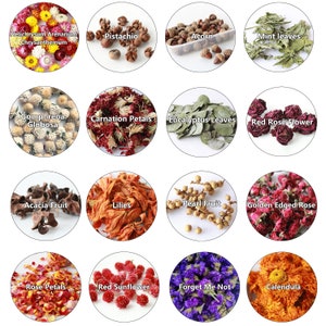 Vente en gros de fleurs séchées en vrac pour confettis de mariage. 40 variétés à mélanger. Convient pour les bougies et l'aromathérapie. Fabrication de savon, fabrication de bougies, image 8