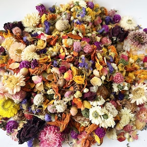 Vente en gros de fleurs séchées en vrac pour confettis de mariage. 40 variétés à mélanger. Convient pour les bougies et l'aromathérapie. Fabrication de savon, fabrication de bougies, image 1