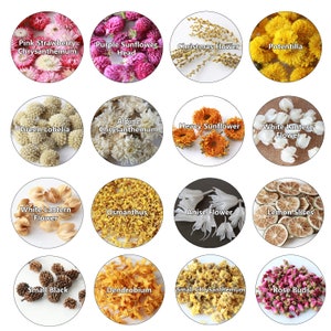 Vente en gros de fleurs séchées en vrac pour confettis de mariage. 40 variétés à mélanger. Convient pour les bougies et l'aromathérapie. Fabrication de savon, fabrication de bougies, image 9