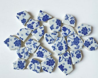 32pcs Irregular Blue white Ceramic Mosaic Tiles. 20-40mm. 6 type for choose. Mosaic Supply. Glazed Ceramic Shaped Mosaic Tiles.