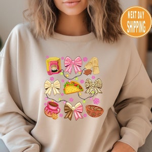 Coquette Bow Christmas Mexican Sweatshirt, Spanish Christmas, Feliz Navidad Sweatshirt, Christmas Mexican Conchas Hoody, Xmas Mexican Gift