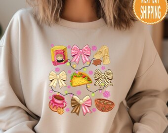 Kersttrui Coquette Bow: Feliz Navidad Mexican Conchas