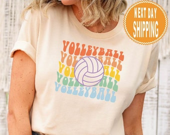 Retro Volleyball Shirt: Groovy Stacked Graphic Tee
