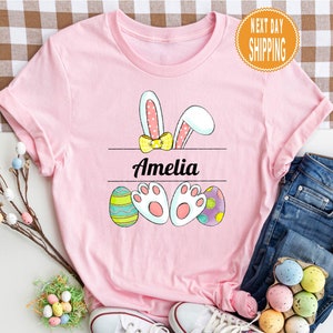 Custom Easter Bunny Girls Shirt, Personalized Easter Name Shirt, Easter Bunny Shirt, Custom Kids Easter Shirt, Custom Shirt, Easter Tshirt