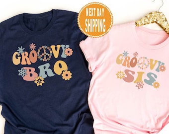 Groovy Bro Shirt: Hippie Birthday Party Tee, Flower Power Sis Shirt