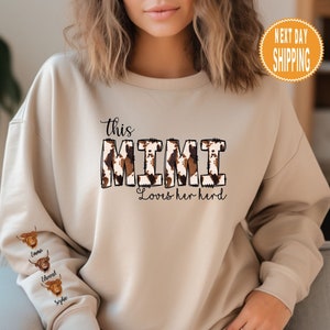 Benutzerdefinierte Kuh Mimi Sweatshirt, personalisiertes Geschenk, Muttertagsgeschenk, Mimi Sweatshirt, Kuh Print Oma Pullover, Benutzerdefinierte Bauer Hoodie, Mama Geschenk