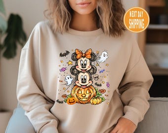 Felpa di Halloween di Topolino e Minnie, stagione delle zucche, maglione autunnale Disney