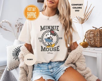 Comfort Colors® Retro Minnie Maus Shirt, Disneyland Minnie T-shirt, Disney Familien Urlaub T-Shirt