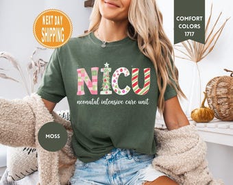 Komfortfarben NICU Krankenschwester Weihnachts-T-Shirt: Urlaub Neugeborene Intensivpflege Tee, Weihnachtsstillstandsgeschenk