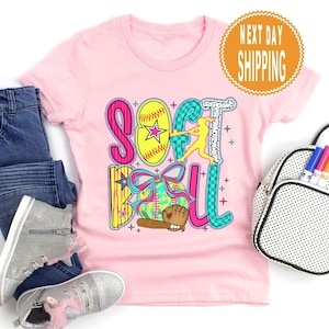 Girls Softball Shirt: Trendy Kids Cotton Tee