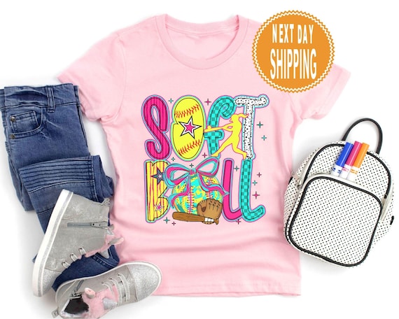 Girls Softball Shirt: Trendy Kids Cotton Tee