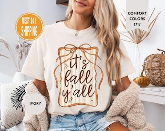 Maglietta Comfort Colors Fall Y'all: maglietta autunnale Coquette, regalo del Ringraziamento