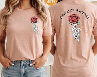 Chemise Run Little Mouse : sweat-shirt rose squelette romantique sombre