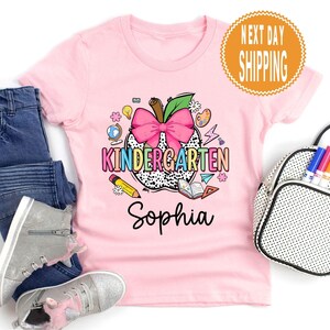 Coquette Bow Back to School Shirt for Kids, 1st Day of School Shirt for Girl, Custom Grade Shirt with Kids Name, Coquette Back to School Tee