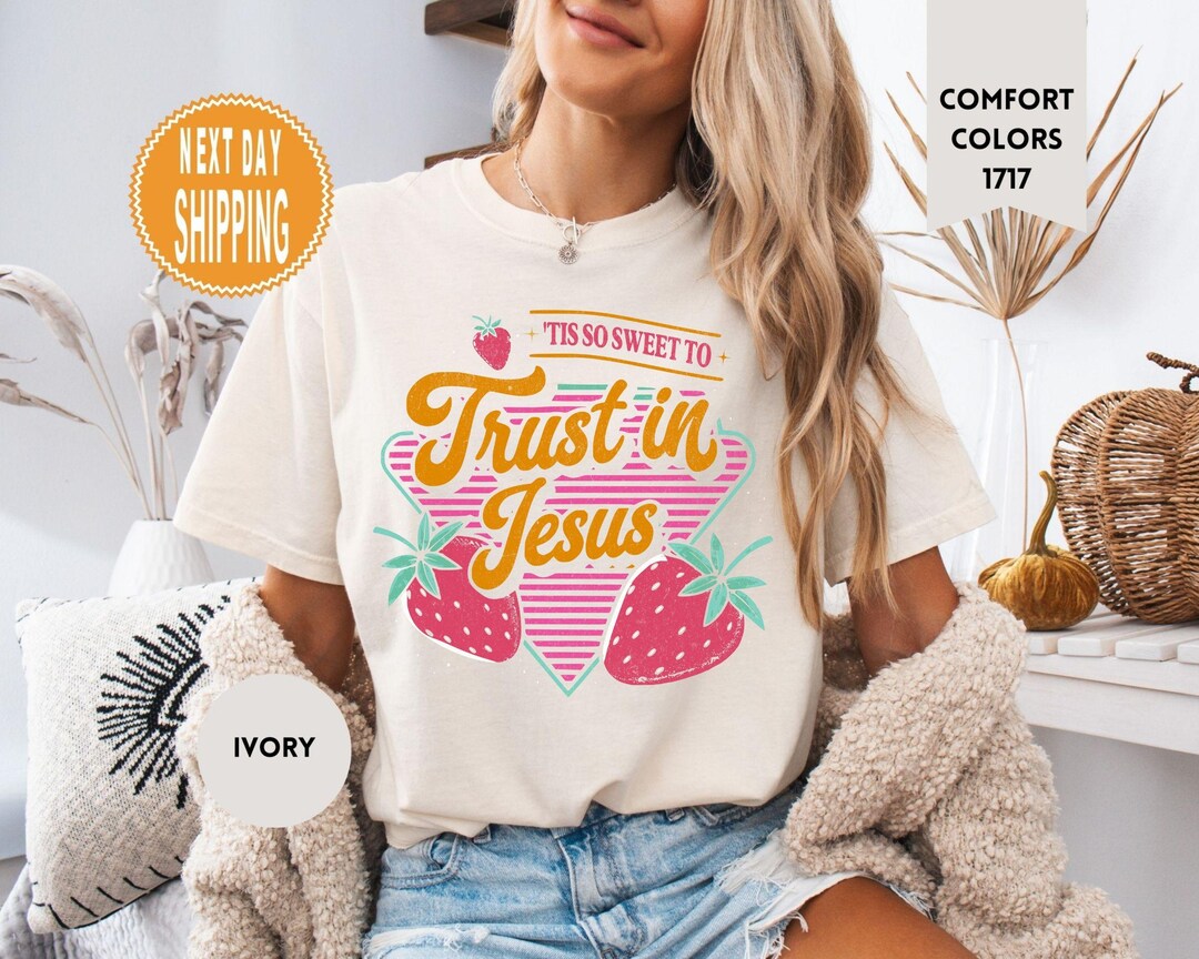 コンフォートカラーズ クリスチャンTシャツ：ストロベリーレトロサマー