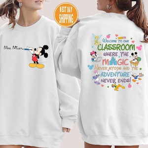 Personalized Teacher Sweatshirt, Teacher Hoodie, Mickey Mouse Sweatshirt, Disney Sweatshirt, Custom Name, Disney Teacher, School Hoodie