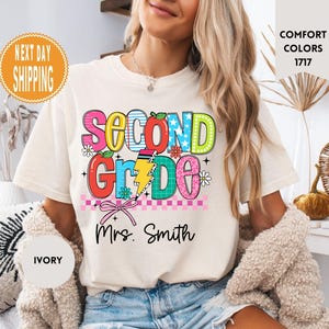 Custom Second Grade Teacher Comfort Colors® Shirt, Second Grade Teacher Shirt, Personalized 2nd Grade Teacher Gift, Back to School Teach