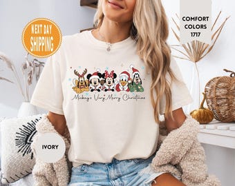 Comfort Colors Disney Very Merry Christmas Shirt, Mickey And Friends Christmas T-shirt,,