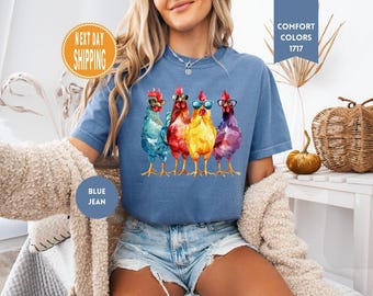 Comfort Colors Huhn Tee: Lustiges Bauern Shirt, Geschenk für Hühner Liebhaber
