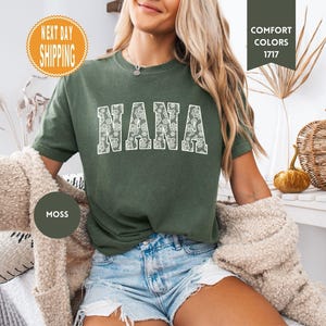 Comfort Colors Lace Nana Shirt, Grandma Shirt, New Gigi Gift, Floral Mother Day Gift, Pregnancy Announcement, Gift for Nana, Grandmother Tee