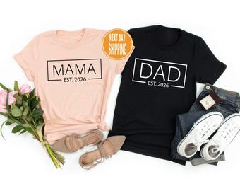 Custom Mama EST. 2026 Shirt: Baby Announcement Tee