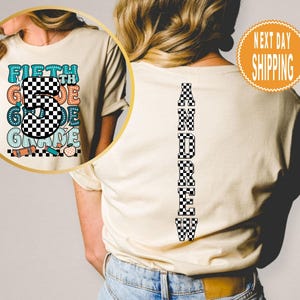 Custom Kids Name Back To School Fifth Grade Shirt, Personalized Preppy 5th Grade Shirt for Girls, Elementary First Day Of School Outfit