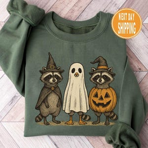 Spooky Raccoon Halloween Sweatshirt: Funny Feral Fall Hoodie