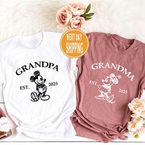 Disney Grandma Shirt, Mickey Minnie Couple Tee, Family Disney Trip Shirt, Disney Grandpa Shirt, Custom Grandparents Est Shirt, Grammy Shirts