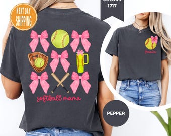 Comfort Colors Softball Mom Shirt: Custom Coquette Tee