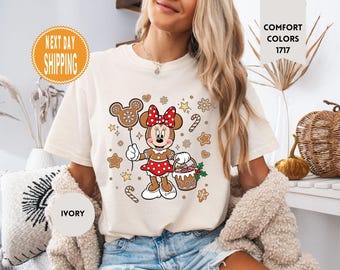 Comfort Colors Minnie Gingerbread Shirt, Disney Christmas Tee