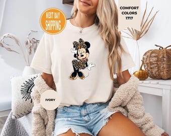 Camiseta de Minnie Mouse con estampado de leopardo Comfort Colors®, camiseta de Minnie de Disneyland, camiseta de viaje a Disney Safari