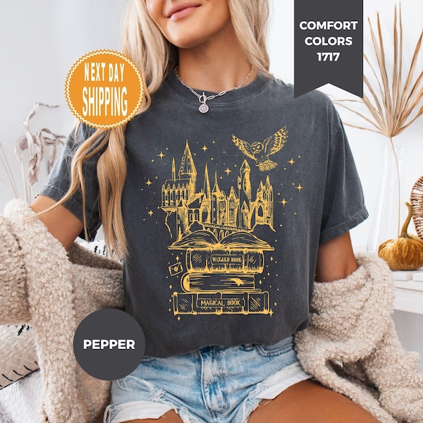 Comfort Colors Wizard Castle Book Shirt, Magic Books Tee, Reader Gift
