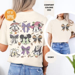 Komfortfarben Coquette Bow Mickey & Friends Halloween-Shirt, Retro Disney Halloween-T-Shirt, Mickey's Not So Scary Party Familie Passendes Shirt