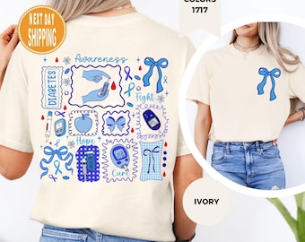 Comfort Colors Diabetes Awareness T-Shirt: Blue Ribbon Shirt