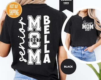 Koszulka Comfort Colors Custom Senior Mom, koszulka dla seniorów 2027, prezent na ukończenie szkoły