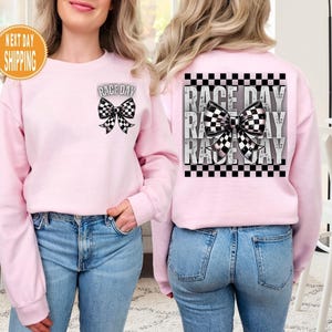 Race Day Sweatshirt, Racing Bow Sweatshirt, Racing Sweatshirt, Dirt Track Hoodie, Race Day Sweatshirt, Race Lover Gift, Race Mom Sweatshirt