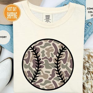 Comfort Colors® Camo Baseball Youth T-shirt, Boys Baseball Gifts, Baseball T-shirts, Sports Clothing, Baseball Team Gifts, Baseball Fan Tee