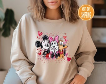 Disney Valentinstag Sweatshirt, Valentinstag Pullover, Valentinstag Familienausflug, Herz Hoodie