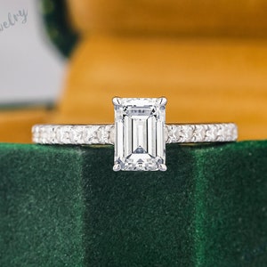 1.0CT Emerald Cut D/VVS2 Lab Grown Diamond Ring IGI Certified Solid 14K White Gold Engagement Ring, Anniversary Gifts, Bridal Promise Ring