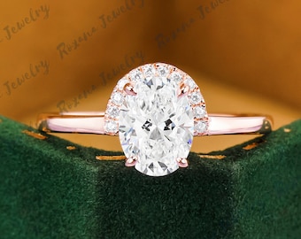 Oval Cut 1.5ct Moissanite Engagement Ring, Solid 14K Rose Gold Wedding Ring, Promise Ring, Dainty Gold Ring, Anniversary Gift for Her